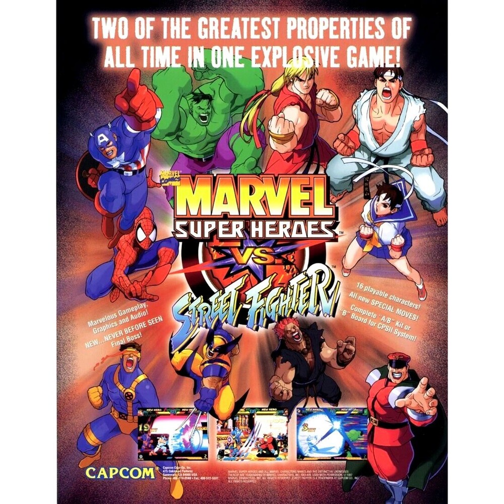 Marvel Super Heroes VS Street Fighter Arcade FLYER Spiderman Hulk X-Men America